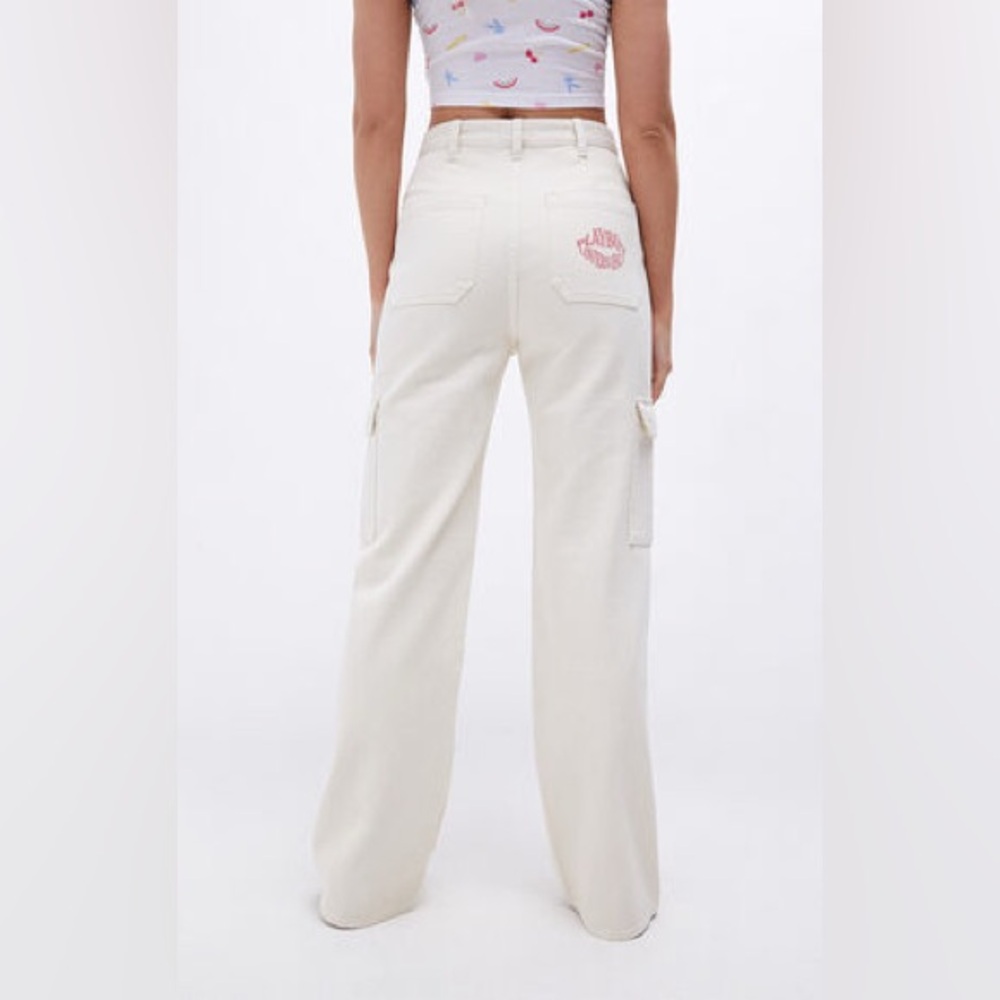 Playboy By PacSun Off White Ultra‎ High Waisted Fitted Flare Pants size 27